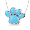 Blue Paw Heart Shape 925 Sterling Silver Bead Charm - jolics