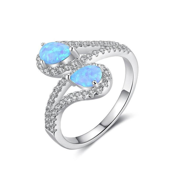 Blue Pear Silver Opal Ring - jolics