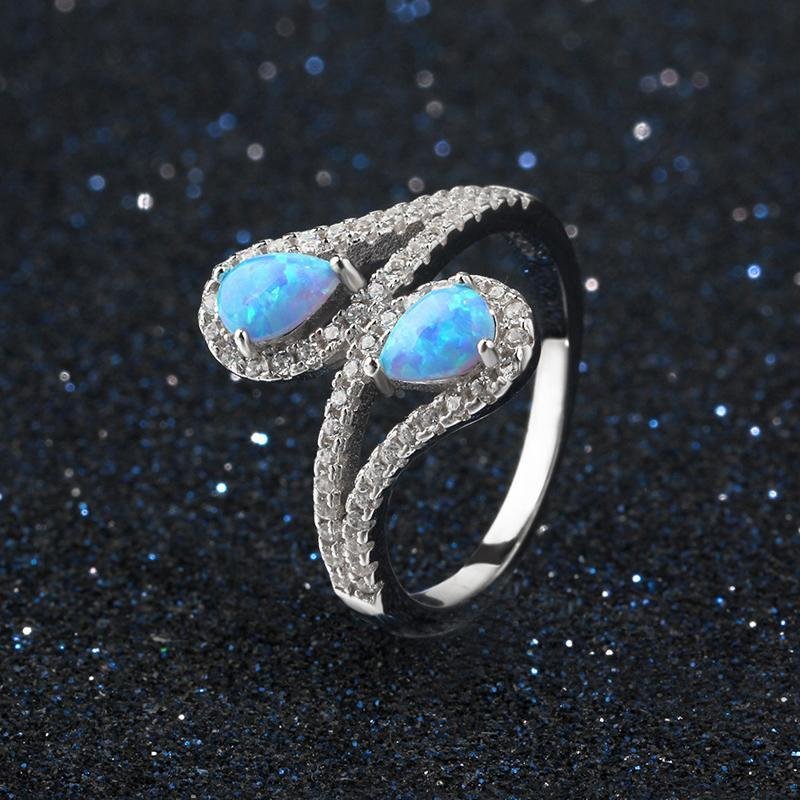 Blue Pear Silver Opal Ring - jolics