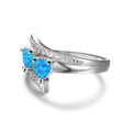 Blue Spinel 925 Sterling Silver Double Heart Design Ring - jolics