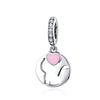 Cat with Heart 925 Sterling Silver Dangle Charm - jolics