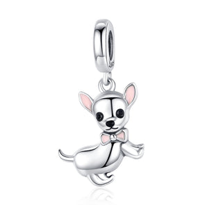 Chihuahua Dog 925 Sterling Silver Dangle Charm - jolics