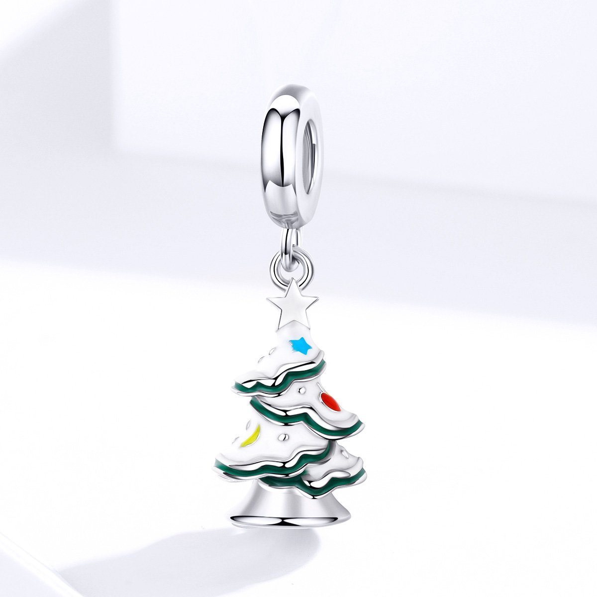 Christmas Tree 925 Sterling Silver Dangle Charm - jolics