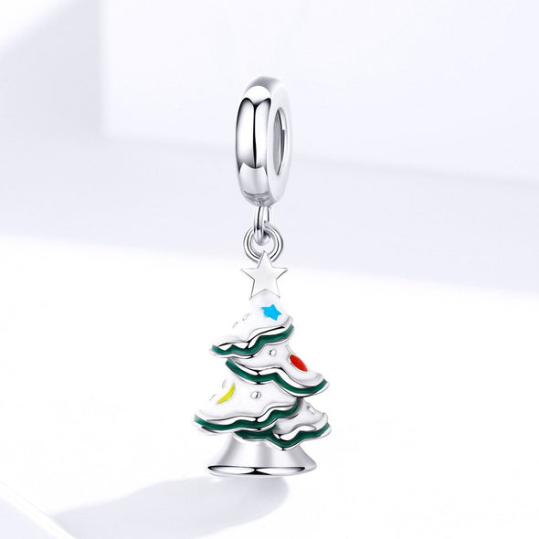 Christmas Tree 925 Sterling Silver Dangle Charm - jolics