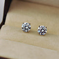 Classic Moissanite Stone 4 Prong Silver Stud Earrings - jolics