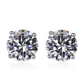 Classic Moissanite Stone 4 Prong Silver Stud Earrings - jolics