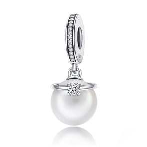 Classic Pearl 925 Sterling Silver Dangle Charm - jolics