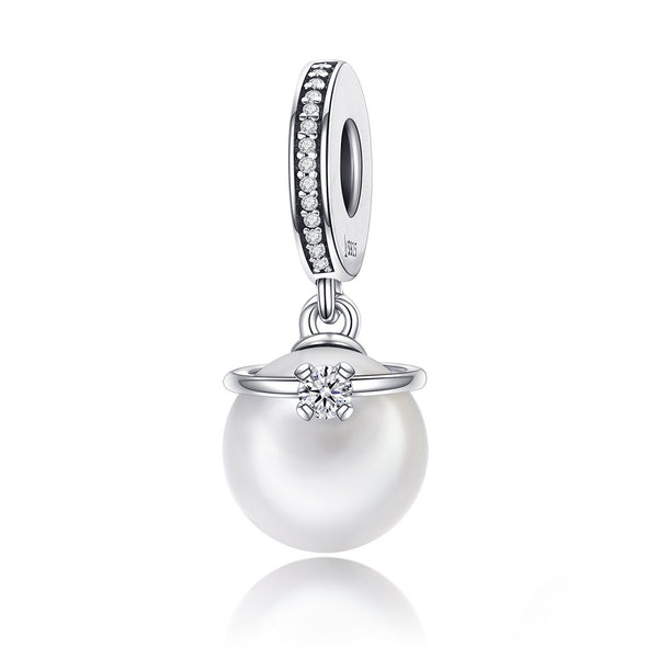 Classic Pearl 925 Sterling Silver Dangle Charm - jolics