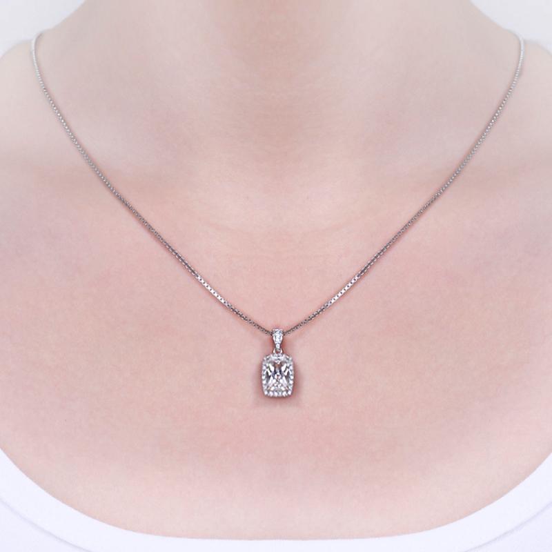 Classic Princess Cut Halo Necklace - jolics