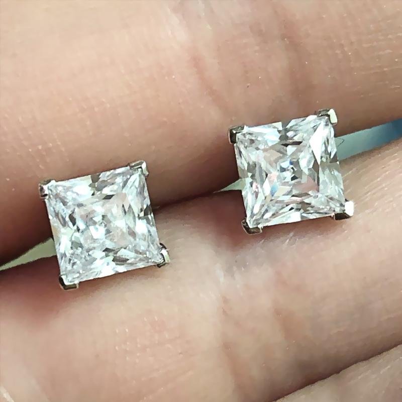 Classic Princess Cut Stud Earrings - jolics