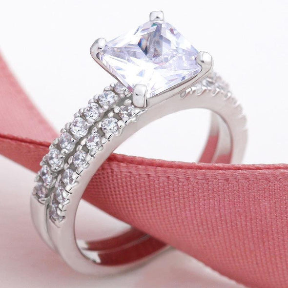 Classic Princess Cut Wedding Set - jolics