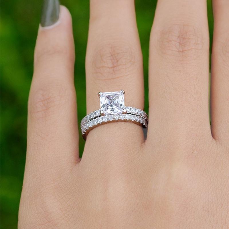 Classic Princess Cut Wedding Set - jolics