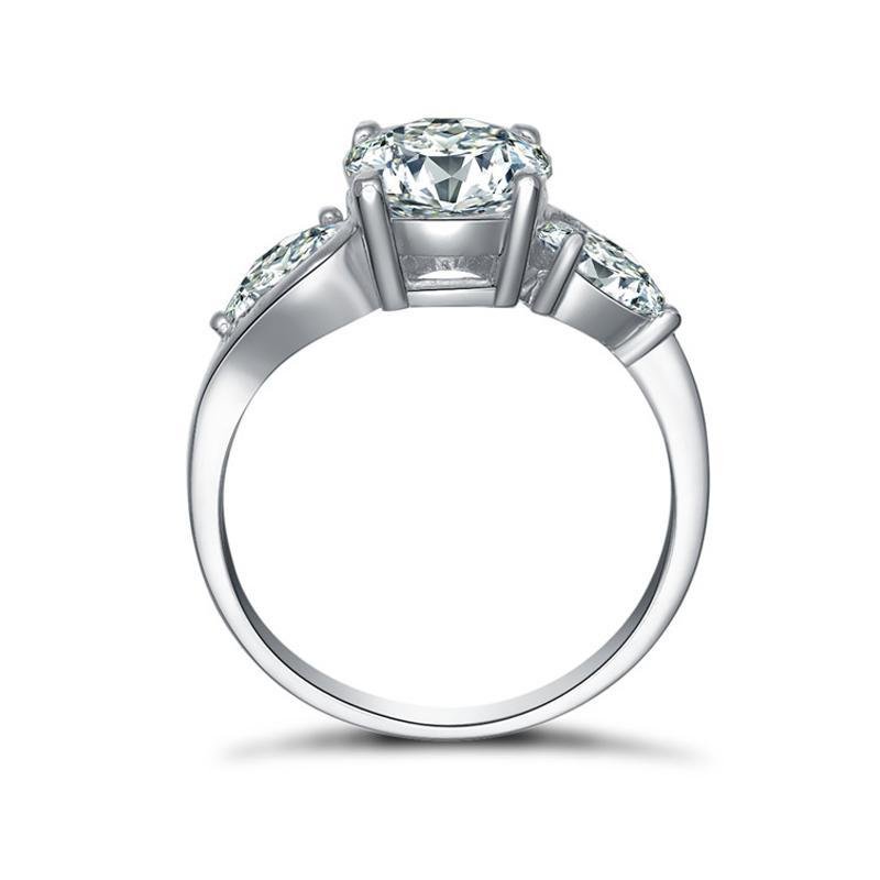 Classic Round&Pear Cut Three Stone Ring - jolics