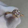 Classic Solitaire Round Cut Moissanite Yellow Gold Sterling Silver Ring - jolics