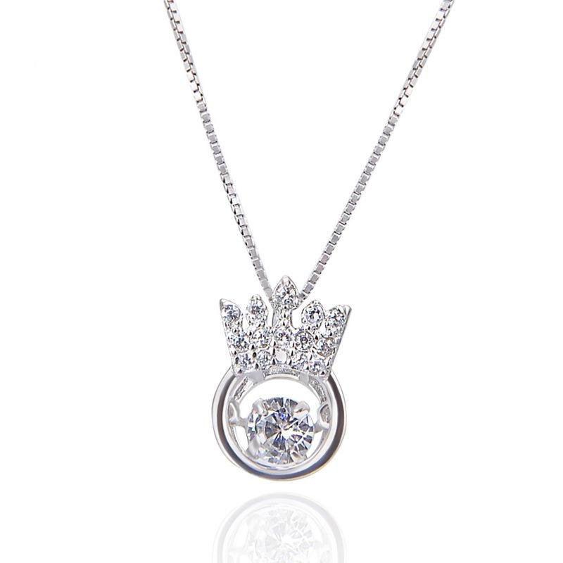 Crown Round Stone Pendant Necklace - jolics