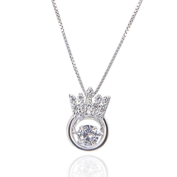 Crown Round Stone Pendant Necklace - jolics