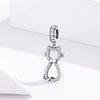 Cute Kitty 925 Sterling Silver Dangle Charm - jolics