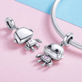 Cute Robot 925 Sterling Silver Dangle Charm - jolics