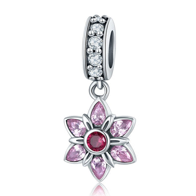 Dancing Flower 925 Sterling Silver Dangle Charm - jolics