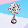 Dazzling Daisy CZ 925 Sterling Silver Bead Dangle Charm - jolics