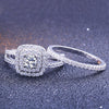 Double Halo Round Cut Wedding Set - jolics