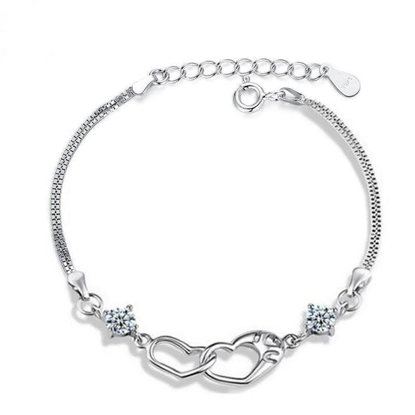 Double Heart Design Simple Bracelet - jolics