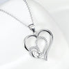 Double Heart Pendant Necklace with Mother and Child - jolics