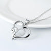 Double Heart Pendant Necklace with Mother and Child - jolics