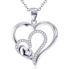 Double Heart Pendant Necklace with Mother and Child - jolics