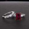 Emerald Cut 925 Sterling Silver Ring Set - jolics