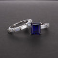 Emerald Cut 925 Sterling Silver Ring Set - jolics