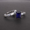 Emerald Cut 925 Sterling Silver Ring Set - jolics