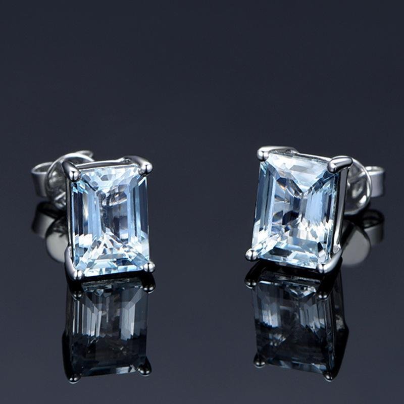 Emerald Cut Topaz Classic Silver Earrings - jolics