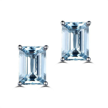 Emerald Cut Topaz Classic Silver Earrings - jolics