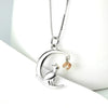 Fancy Moon Pendant Necklace With Cat - jolics