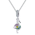 Flamingo 925 Sterling Silver Dangle Charm - jolics