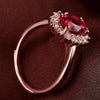 Flower Oval Cut Red Open Ring - jolics