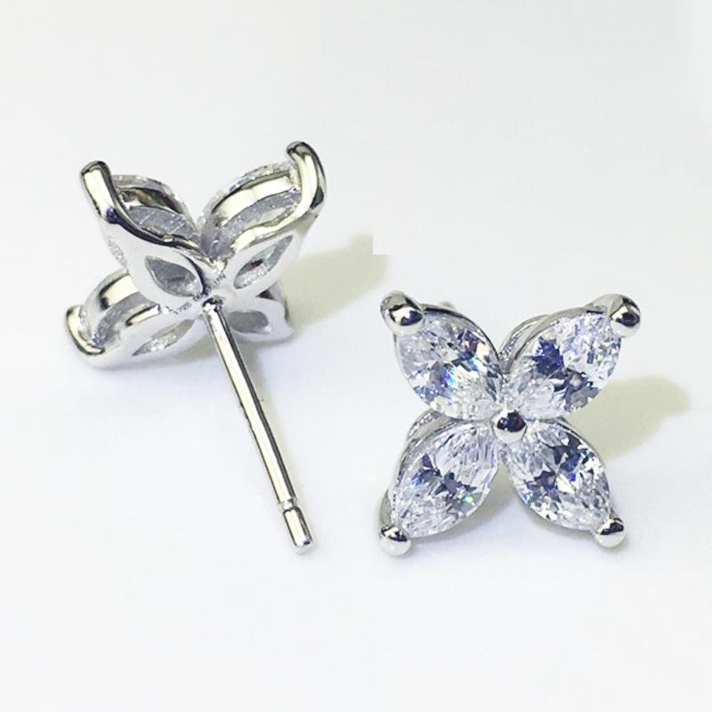 Four Leaf Clover Design Marquise Cut Earrings - jolics