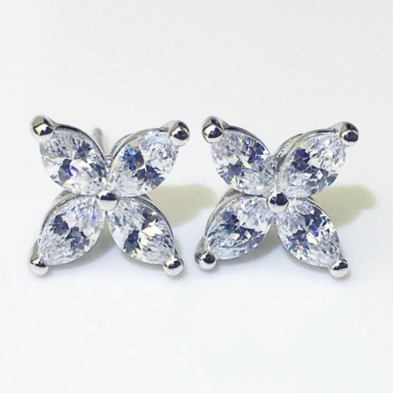 Four Leaf Clover Design Marquise Cut Earrings - jolics