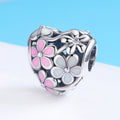 Full of Flower Heart 925 Sterling Silver Bead Charm - jolics