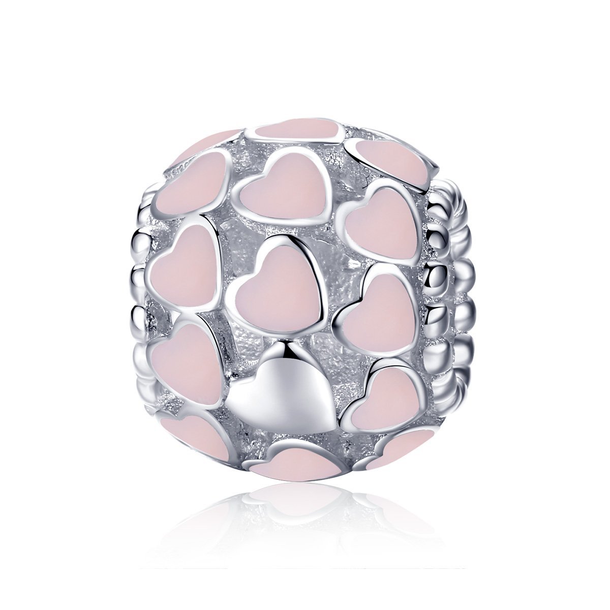 Full of Pink Heart 925 Sterling Silver Bead Charm - jolics