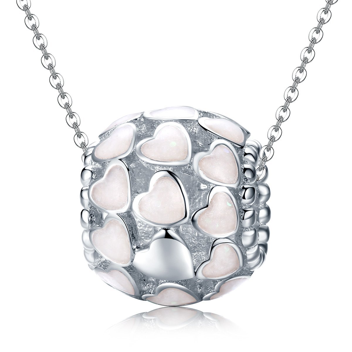 Full of White Heart 925 Sterling Silver Bead Charm - jolics