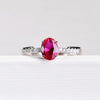 Garnet Red Oval Solitaire Open Ring - jolics