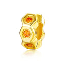 Gold HoneyComb 25 Sterling Silver Spacer Charm - jolics