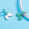 Green Bowknot 925 Sterling Silver Dangle Charm - jolics