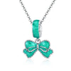 Green Bowknot 925 Sterling Silver Dangle Charm - jolics