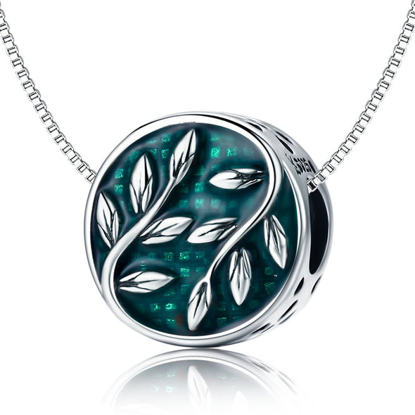 Green Leaf 925 Sterling Silver Bead Charm - jolics