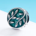 Green Leaf 925 Sterling Silver Bead Charm - jolics