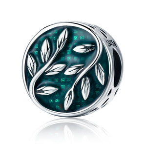 Green Leaf 925 Sterling Silver Bead Charm - jolics