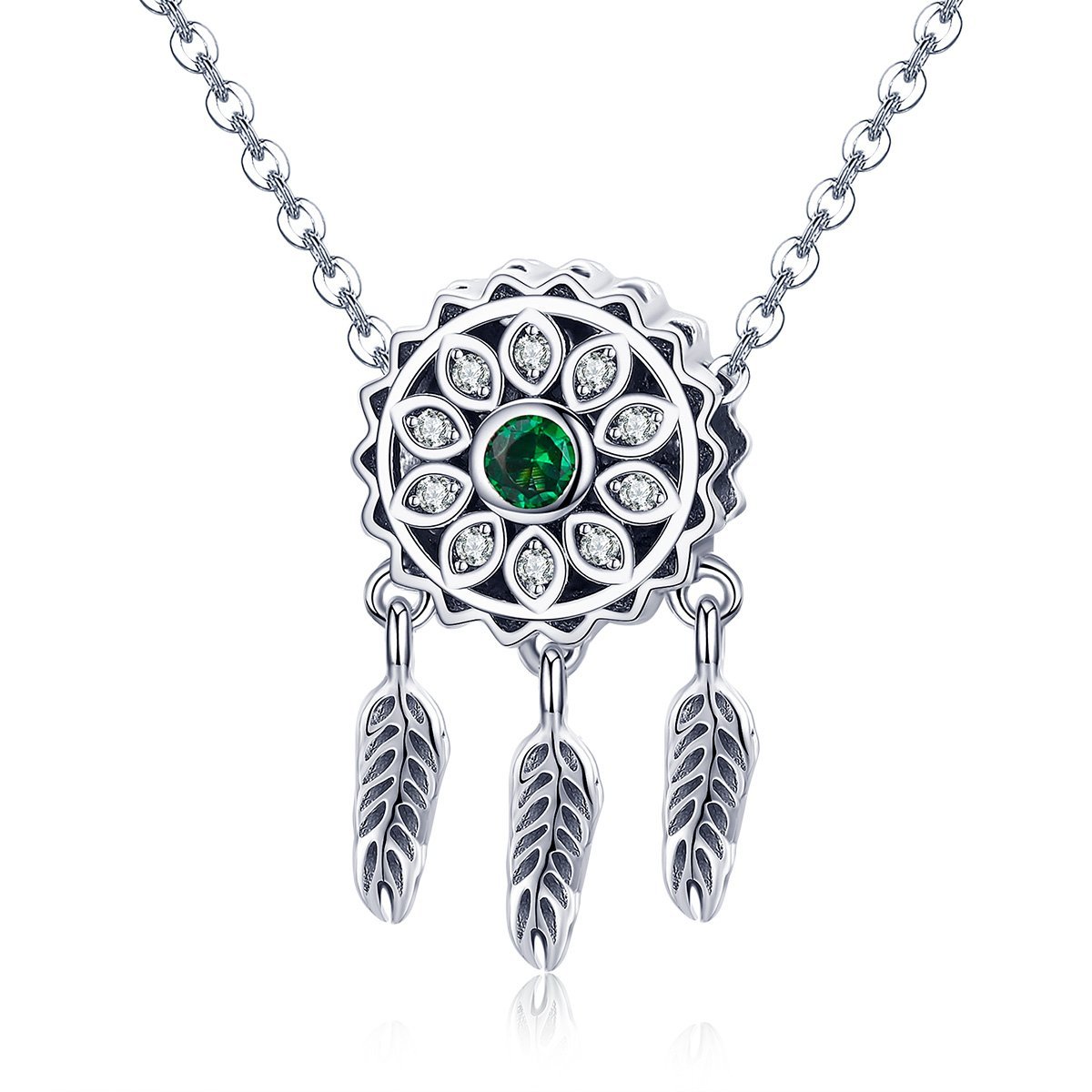 Green Stone Dreamcatcher 925 Sterling Silver Bead Charm - jolics